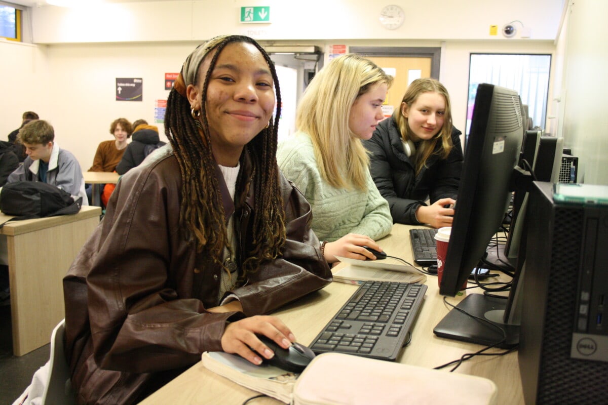 Nyah using the Computers in the Cafe before College
