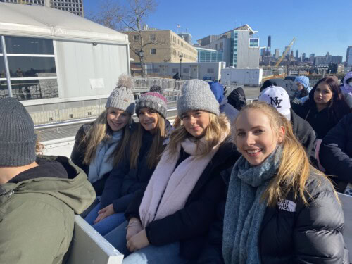 4 female students on a Boat Trip in NY