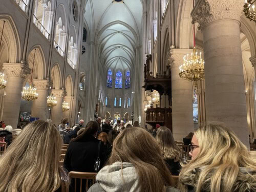 students inside Notre Dame